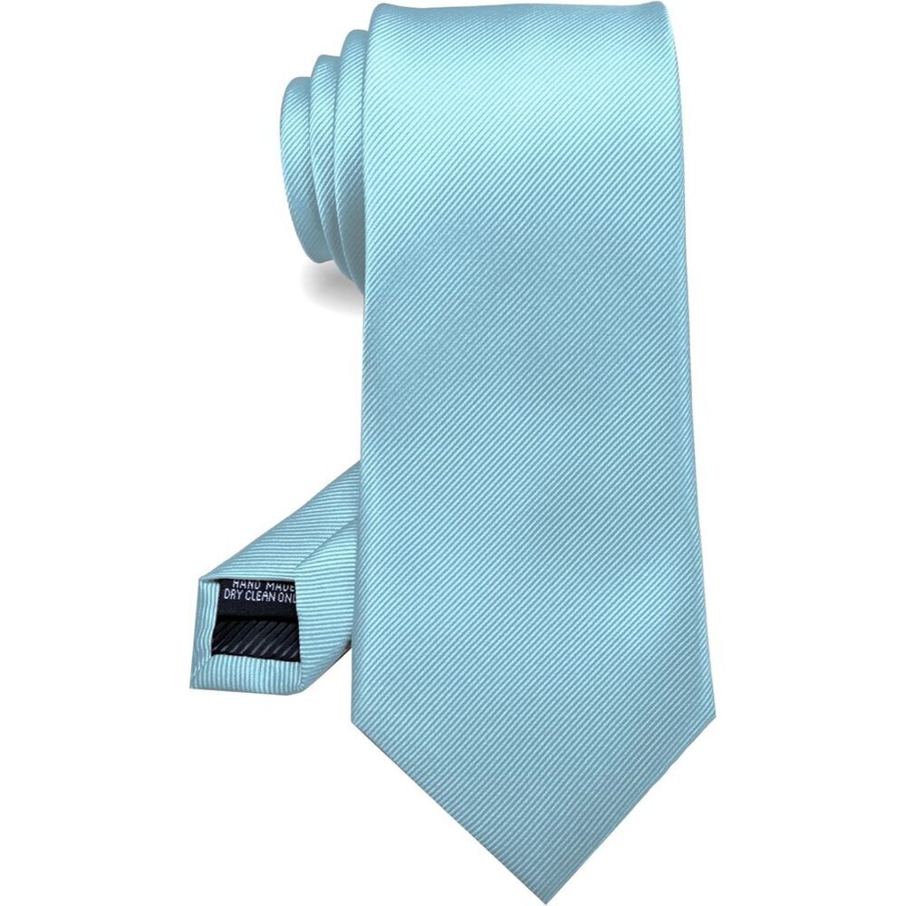 Men's Glacier Lake Blue Solid Colour Tie Formal Necktie Imported Silk Blend